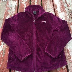 Maroon North Face Fleece Zip Up Jacket size Large